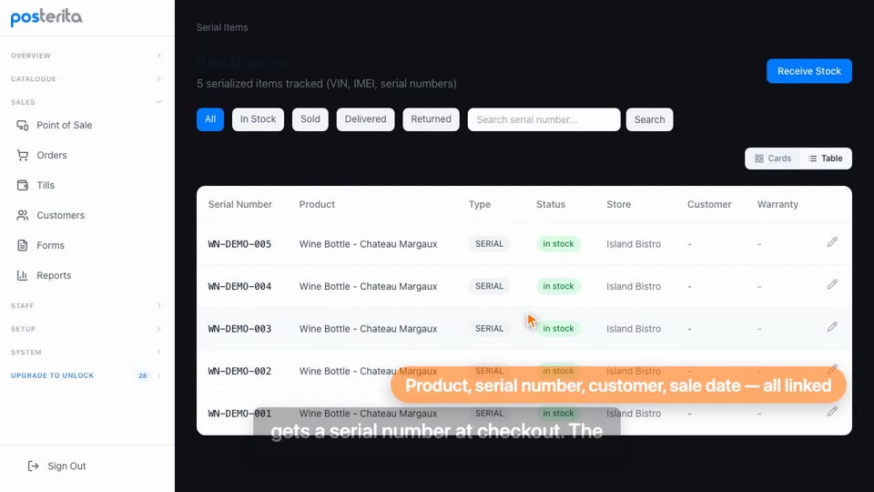 Serial Number Tracking